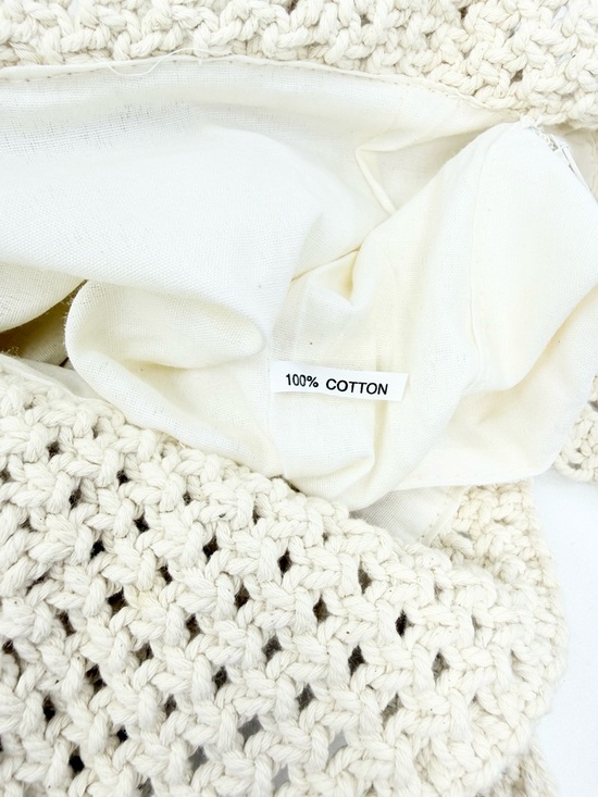 Boutique Cream Crochet Retro Vibes Boho Festival Lined Crossbody Bag - Picture 15 of 15